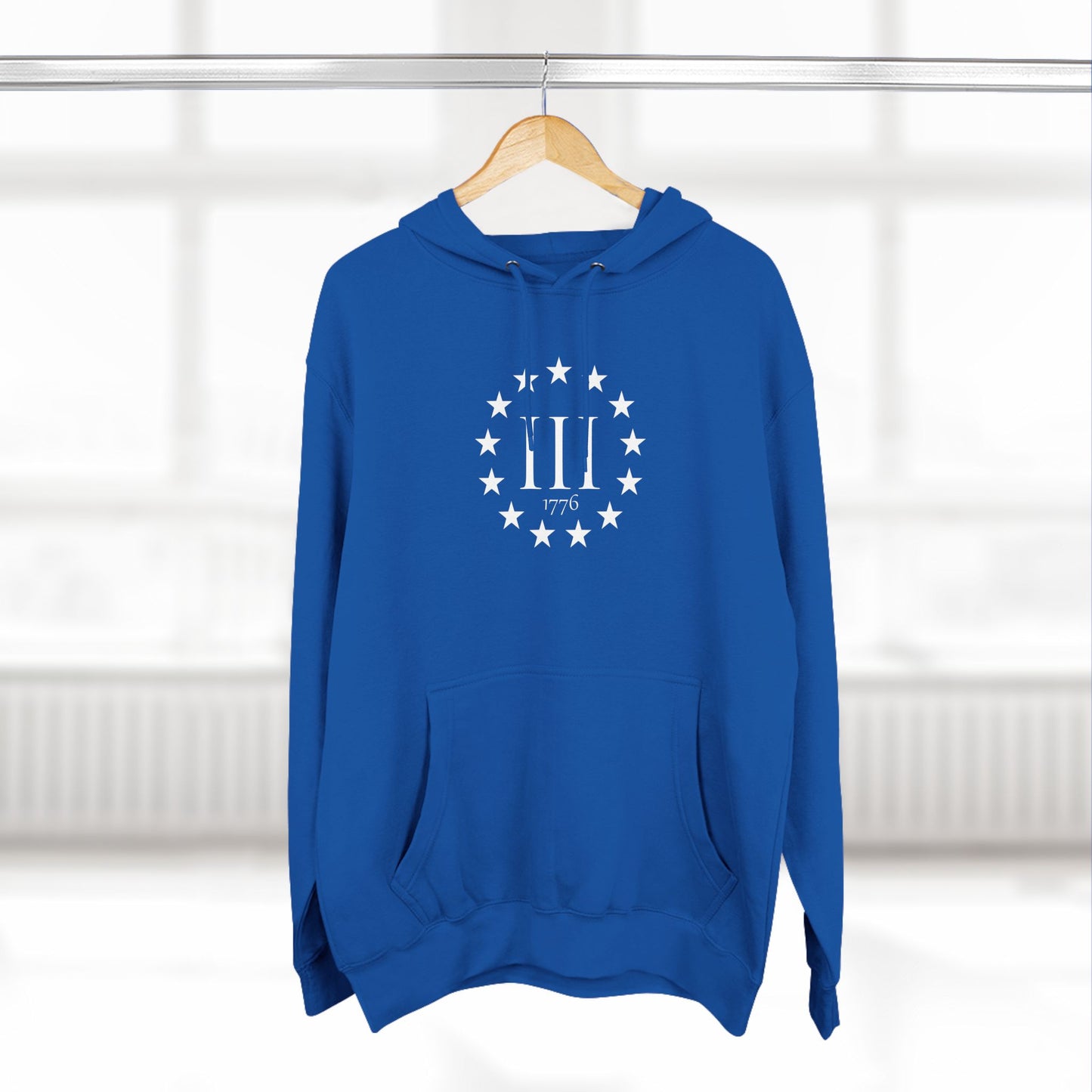 Patriotic Three-Panel Fleece Hoodie - Comfy & Stylish for Celebrations