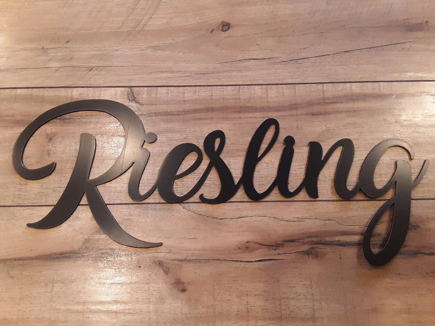 Wine - Riesling, metal sign décor